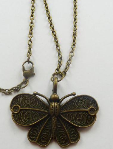 Lots of 10pcs bronze plated butterfly Costume Necklaces pendant 642mm