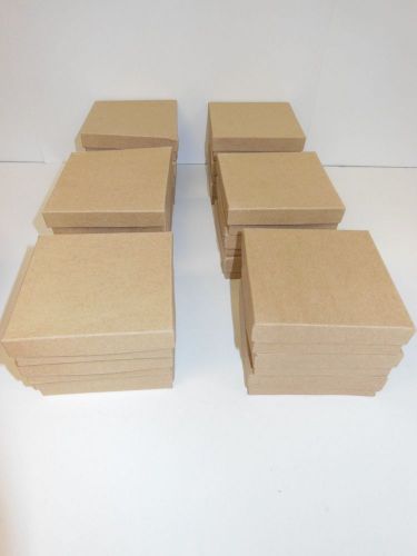 18 Pack Cotton Filled Kraft Color Jewelry Gift Boxes aprox 3.5 x 3.5 x 1 in Size