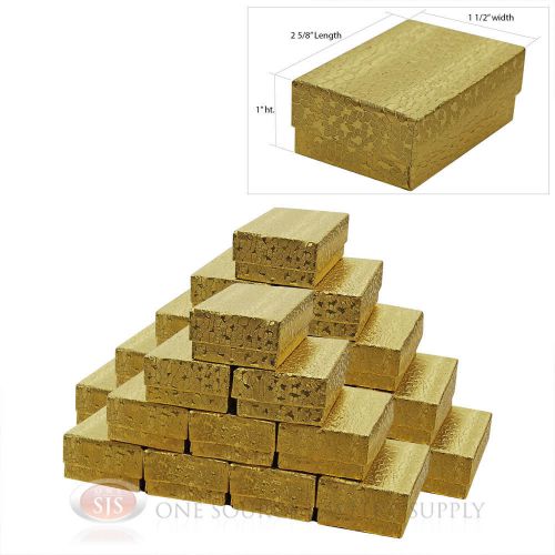 25 gold foil texture cotton filled jewelry gift boxes 2 5/8&#034; x 1 1/2&#034; x 1&#034; ring for sale