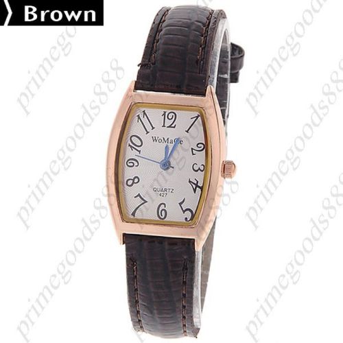 Synthetic Leather Strap Wrist Lady Ladies Quartz Wristwatch Women&#039;s Brown