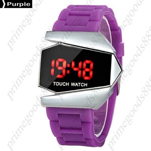 Sport Touch Screen Digital LED Wrist Wristwatch Silicone Band Sports In Purple