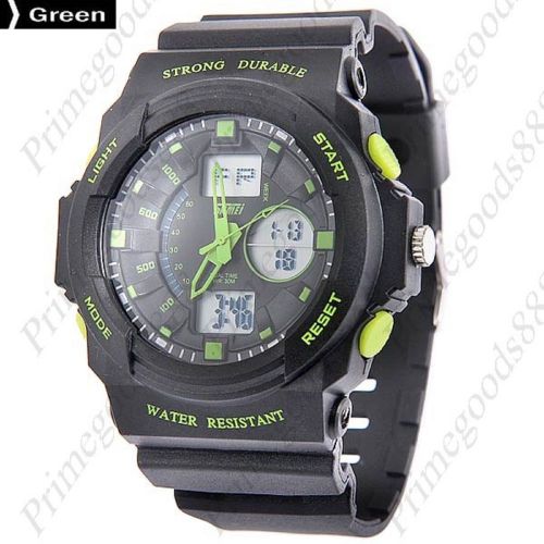 LCD Digital Analog Quartz Silica Gel Free Shipping Men&#039;s Wrist Wristwatch Green