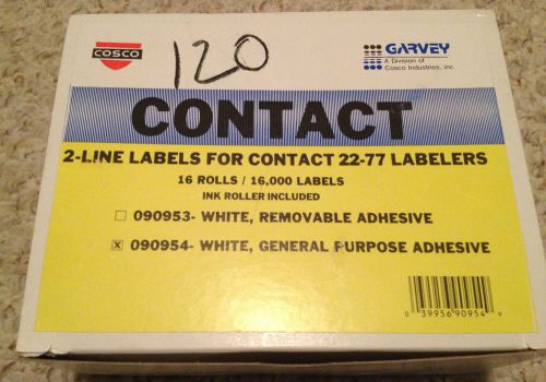 Genuine Contact GARVEY LABELS FOR PRICE GUN 22-7 White 12 ROLLS 12,000 Ink Roll