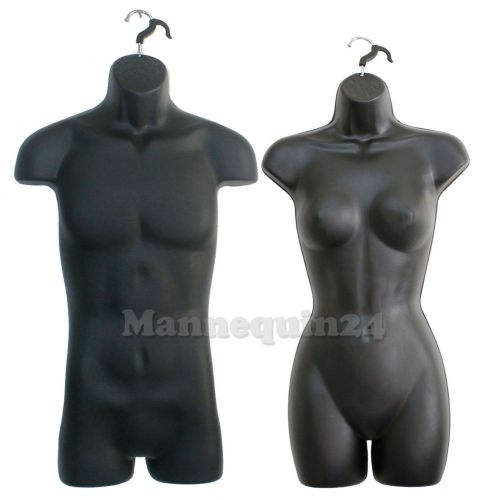 Black male &amp; female mannequin body forms ( 2 pcs / hard  plastic) for hanging for sale