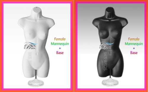 2 pc Mannequin Female Woman Body Dress Form Display Stand Hanging Acrylic Stand