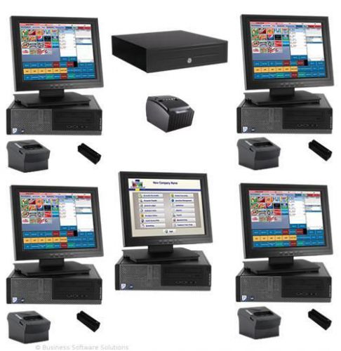 NEW 4 Stn Delivery Touchscreen POS System &amp; Software W BACK OFFICE COMPUTER