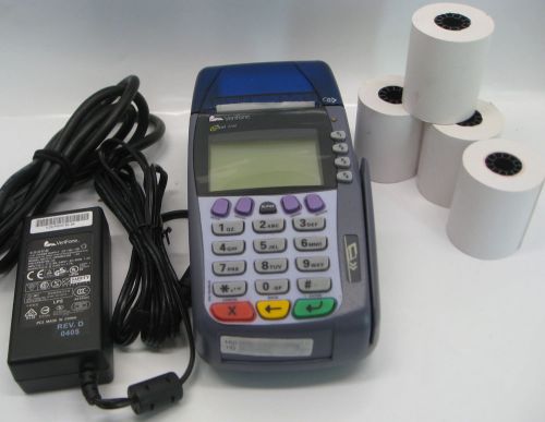 VERIFONE omni 3740 Credit Card Charge Terminal 5 Rolls &amp; Adapter