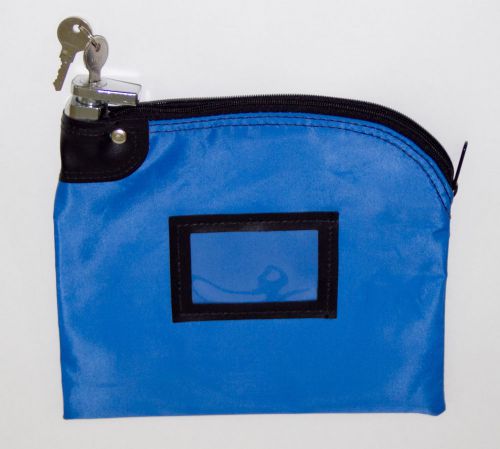 Nylon Locking Deposit Bag, Blue, With 2 Keys, 10&#034; x 9&#034;