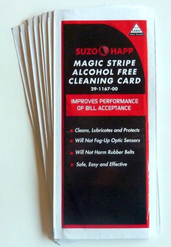 &#034;alcohol free&#034; dollar bill validator / acceptor pre-saturated cleaning card 25/p for sale
