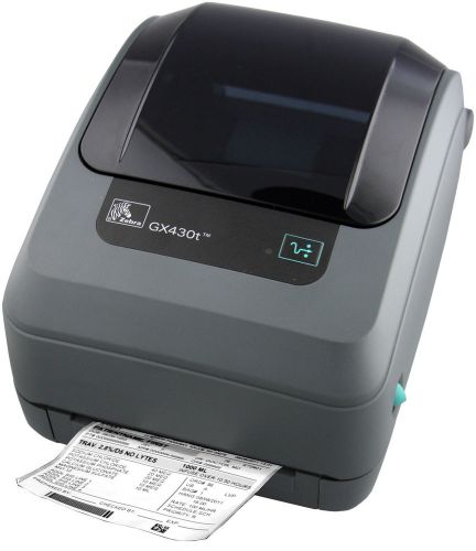 Zebra GX430T Thermal Printer with power supply and USB cable