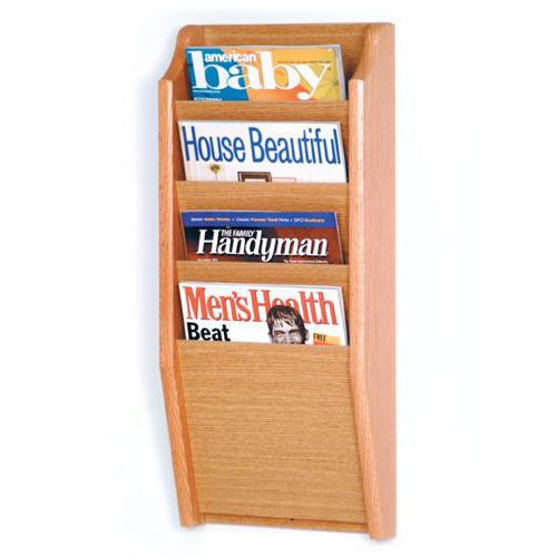 Wooden mallet  mr24-4 light oak 4 pocket magazine wall rack for sale