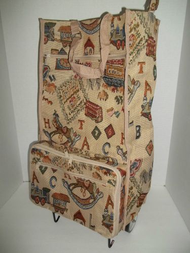 Tapestry carpet bagger folding rolling shopping bag trolley cart for sale