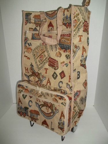 TAPESTRY CARPET BAGGER FOLDING ROLLING SHOPPING BAG TROLLEY CART