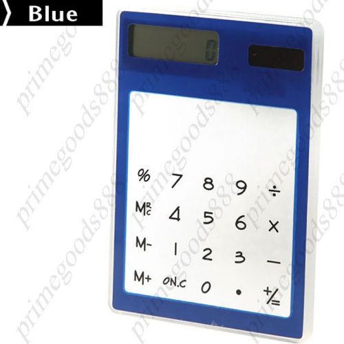 Thin Compact Transparent Clear Touch Screen Solar Calculator Calculating Blue