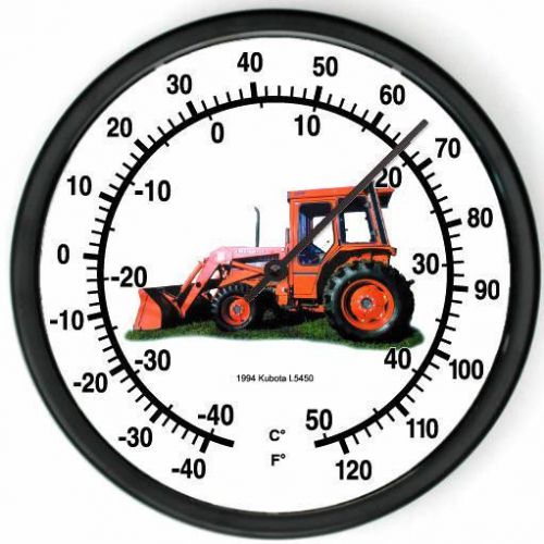 New KUBOTA Model L5450 Tractor Wall Thermometer 1994 10&#034; Round Indoor Farmer Gif