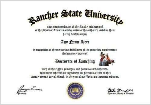 Ranching Diploma - Rancher Lover Diploma