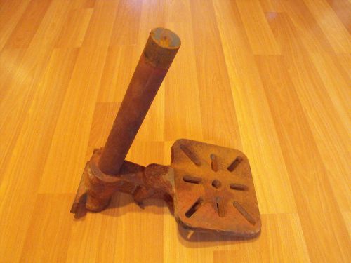 Old vtg antique metal iron hand crank drill press part repair base plate shaft for sale