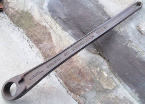 Vintage iron lowell no. 54 wrench tool worcester mass large 25 1/2 inches long for sale