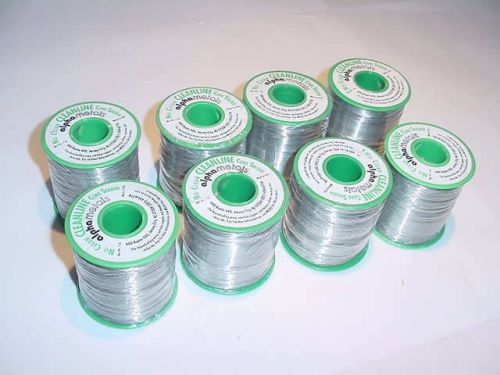 Eight (x8) Alpha Metals .010  WIRE SOLDER SPOOL LOT quality US-made *