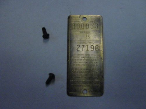 Old Antique Briggs &amp; Stratton Gas Engine Brass Serial Tag Model B