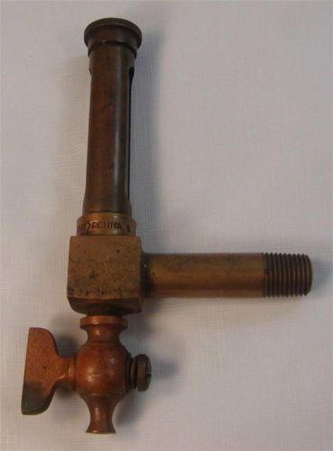 Antique brass hit &amp; miss steam engine train lonergan sight glass w/drain valve for sale