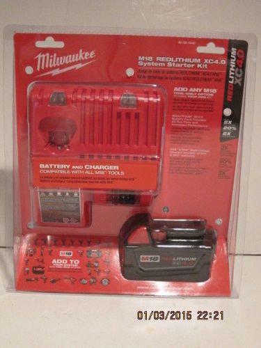 Milwaukee m18 red lithium xc4.0 system starter kit 48-59-1840, free ship, nisp!! for sale