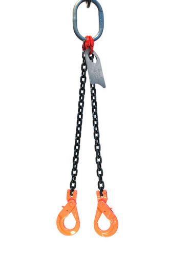 9/32&#034; 10 Foot Grade 80 DOPL Double Leg Lifting Chain Sling Positive Locking Hook