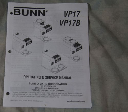 bunn vp17 vp17b operating and service manual