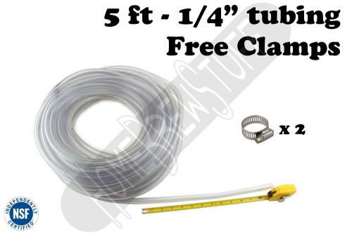 Beverage tubing 1/4&#034; 5&#039; free clamps, kegerator, draft beer, homebrew home brew for sale