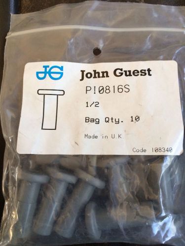 JOHN GUEST PI0816S-PK10 Plug,1/2 In Tube OD,Acetal,Gray,PK 10