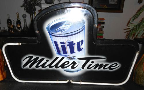Miller Time Miller Lite Beer Pub Store Display Garage Neon Light PROJECT AS-IS
