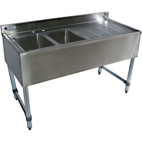 Stainless steel bar sink 48&#034; 2 compartment right drain for sale
