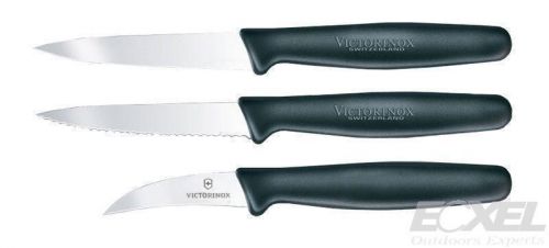 Victorinox #48042 SwissArmy 3-Piece Paring Knife Set, Black Handles