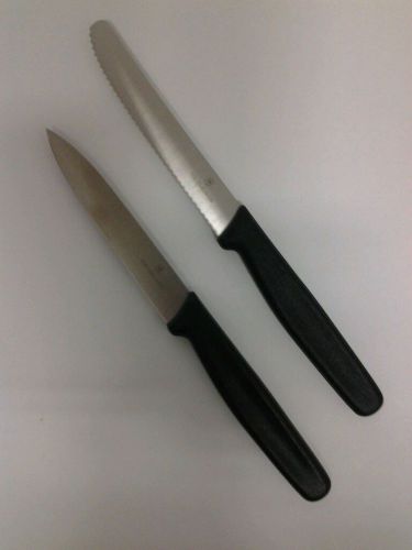 2 pc. Victorinox - 40503 - 40501- 4&#034;  Serrated And Paring Steak Knife BLACK