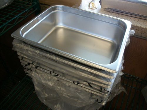 (6)  half size  4&#034; deep stainless steamtable pans for sale