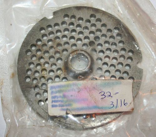 Size 32 Meat Grinder Plate Die with Hub 3/16&#034; holes 3 notches b