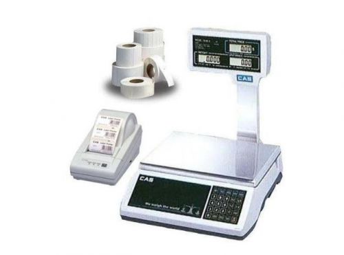 CAS S-2000Jr/Pole Price Computing Scale 15X0.005lb,NTEP,DLP Printer,1 case label