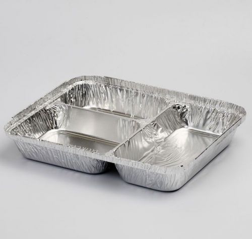 20 DIVIDED CONTAINER Aluminum Foil Take-Out Container w/Board Lid Pans