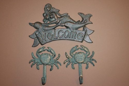 (1 set) mermaid, crabs, bar decor, welcome, bar, nautical, seafood,  bl-40&amp;34 for sale