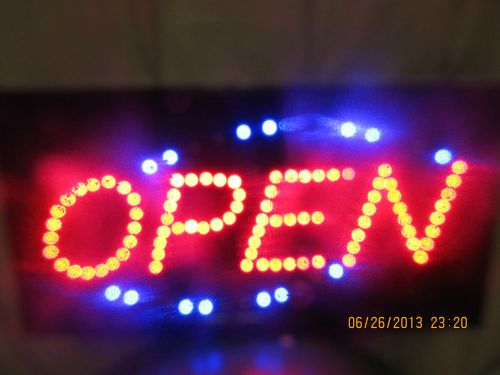 2 NEW 19&#034; X 10&#034; LED OPEN SIGNS-FLASHING AND GREAT DEAL!-ELECTRIC UNKNOWN