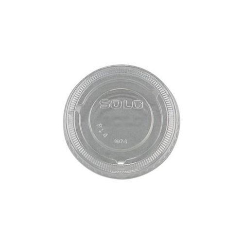 SOLO® Cup Company No-Slot Plastic Cup Lids, 3.25-9oz Cups, Clear, 100/Sleeve, 25