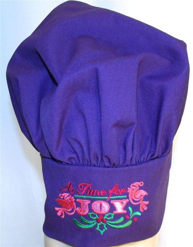 A Time for Joy Christmas Chef Hat Purple Adult Adjustable Cardinals Monogram