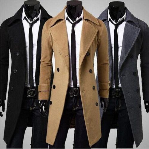 Men&#039;s fashion woolen coat pure wool coat double-breasted coat woolen windbreaker