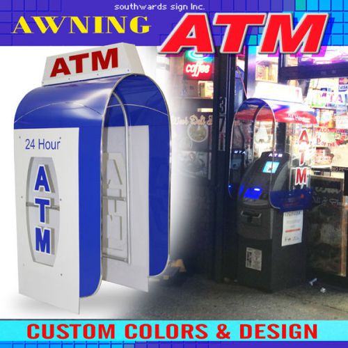ATM Machine Enclosure with Light Topper - Blue and White Colors