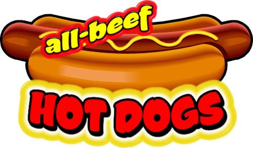 Hot Dogs All Beef Concession Decal 8&#034; Restaurant Food Truck Sticker Sign Menu