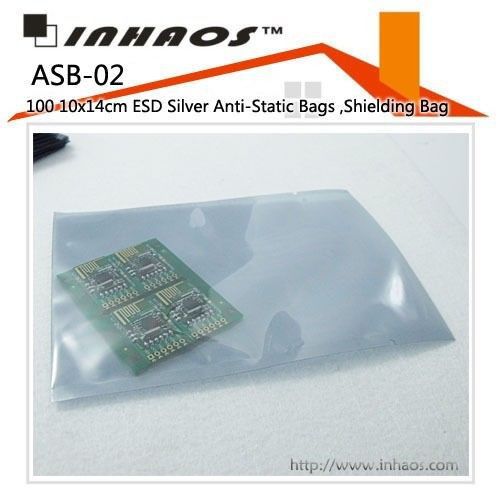 ASB-02: 100 10x14cm ESD Silver Anti-Static Bags ,Shield electronic new good