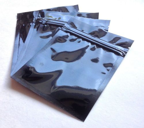 100 black metalized reclosable bags (3.5x5) preserve food, dry mixes &amp; materials for sale