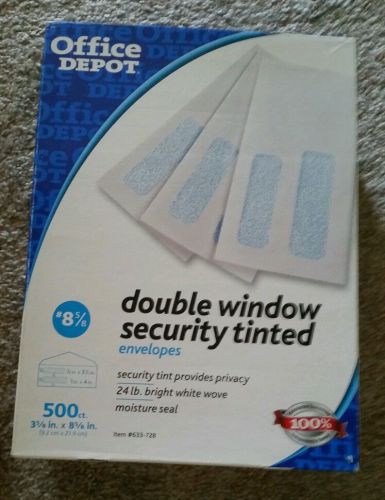 Office Depot Double windows security tinted envelopes-box #8 5/8