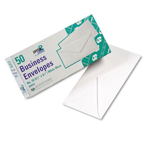 White Wove Business Envelope Convenience Packs, V-Flap, #10, 50/Box