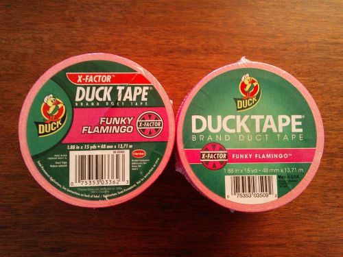 2 Rolls Duck Brand 1.88&#034;X 5-Yard Colored Duct Tape, X-Factor Funky Flamingo Pink